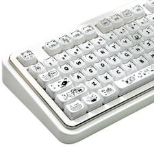 Crystal Jelly Cat Keycaps 122 Keys Double Shot White Translucent Cherry MX picture