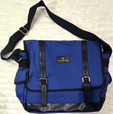 London Fog Messenger Laptop Bag Blue/Black Nylon Solid w/ Adjustable Strap picture