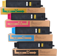 Chip 4-Pack Toner Cartridges BCMY Black Cyan Magenta Yellow BN TK-897 TK897 picture