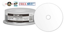 25 Ritek Pro BD-R 4X 25GB Water Resistant Glossy White Inkjet Hub Printable Disc picture