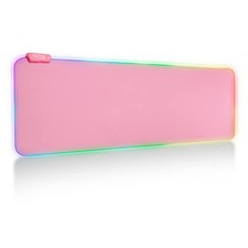 Pink RGB Gaming Mouse Pad Large LED Desk Mat 8 Light Modes Girl Accessories picture