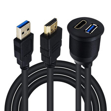USB3.0 to HDMI Panel Flush Mount Cable 6.6FT/2M, USB 3.0 & HDMI Male picture
