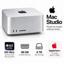 Apple Mac Studio M3 Ultra 96GB RAM 4TB SSD 28/60 GPU AppleCare+ 2028 picture