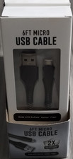 6ft Braided Heavy Duty Micro USB Cable Durable Small Head Black picture