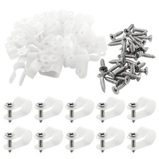 White Nylon RType Cable Clip Wire Clamp 120 PCS 3/8 Inch Screw Mounting picture
