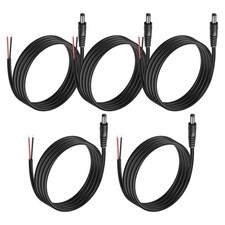 5Pack DC 5.5mm x 2.5mm Plug to Bare Wire Open End Power Wire Supply 5521 Pigt... picture