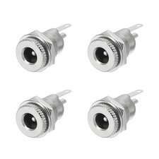 4pcs DC5521 Power Jack, 12V 1A 12.5x12.5x26.5mm 2 Pin with Nut Washer, Silver picture
