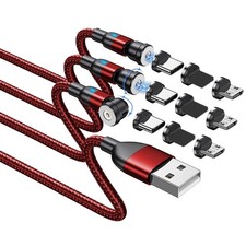 BITHAI Magnetic Charging Cable [3Pack ] 540° Rotation 6.6ft/6.6ft/6.6ft, red picture