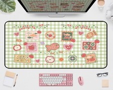 Green White Checkered Desk Pad Retro Gaming Large Mousepad 31.5x15.7 Inch picture