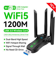 Dual Band 1200Mbps WiFi USB Adapter 2.4G/5.8Ghz Wi-Fi5 Dongle 4 Antenna USB3.0 picture