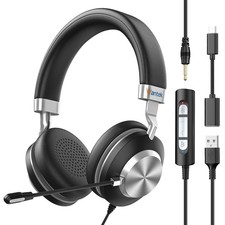 Wantek USB Headset with Microphone 3.5mm/USB/Type-C Jack 3-in-1 for PC,Laptop picture