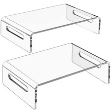 2 PCS Acrylic Monitor Stand Riser Clear Computer Laptop Printer Home Office picture