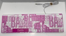 Official Mattel Barbie Computer USB Wired Pink Barbie Logo Printed Keyboard 2023 picture