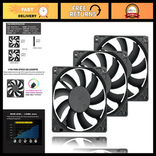 80mm Ultra Slim Case Fan 4-Pin PWM 800-2200RPM - Quiet PC Cooling Fans 3 Pack picture