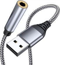 USB to 3.5mm Jack Audio Adapter, 39 inch USB to Audio Aux Cable External Ster... picture