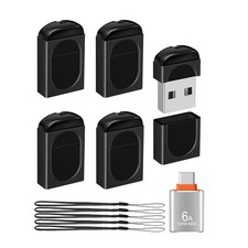5-Packs 4GB FAT32 Small Flash Drive USB2.0 Drive with USB-Adapter(Black) picture