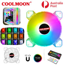 COOLMOON Cooling Fan PWM RGB Light 4Pin Desktop PC Computer Case Cooler 120MM AU picture