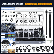 200 Pcs Wire Loom Clips - 15 Sizes Push Mount Cable Management for Cars picture