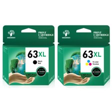 2PK 63XL 63-XL Black & Tri-Color Premium ink cartridge combo for HP printers picture