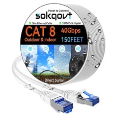 Sokqovt Cat 8 Ethernet Cable Slim 150ft Outdoor&Indoor, Pure Copper Cat8 picture