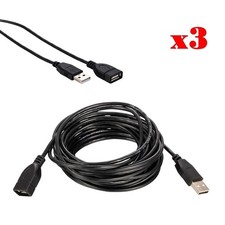 3-Pack - 15FT USB 2.0 High-Speed Extension Cable A Male to A Female Black Cord picture