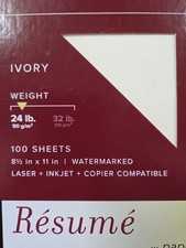  SouthWorth Resume Paper.100% Cotton.Laser,inkjet .Ivory Color .100 Sheets. 24LB picture