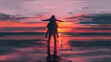 Landscape  women sunset river painting illustration Custom Gaming Mat Desk picture