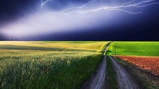 Landscape storm field sky dirt road art plants Custom Gaming Mat Desk picture