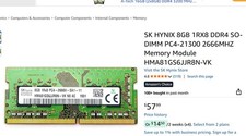 SK HYNIX 8GB 1RX8 DDR4 SO-DIMM PC4-21300 2666MHZ 3YEAR WARRANTY picture