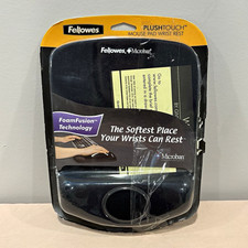 Fellowes PlushTouch Mouse Pad w/ Wrist Rest Black Microban FoamFusion picture