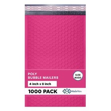 Hot Pink Bubble Mailers 4x8, Poly Padded Envelopes #000, 1000 Pack picture