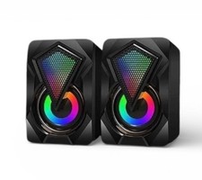 NEW- NJSJ Computer Speakers with Colorful RGB Lights, USB Powered 3.5mm Aux- picture