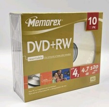 New & Sealed Memorex DVD-RW 10 Pack Jeweled Case (4X 4.7GB 120 Min. ) Rewritable picture