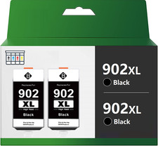 2pk 902XL Black Ink Cartridges for HP 902 Officejet Pro 6960 6968 6970 6975 6978 picture