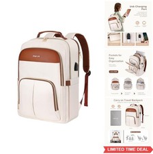 MOSISO Laptop Backpack for Women, 15.6 inch Laptop Bag with USB Charging Port&Fr picture