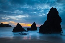 Landscape beach sea rocks long exposure sky Custom Gaming Mat Desk picture