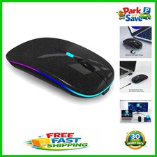 Slim Dual Mode Bluetooth Mouse for Laptop/iPad with Colorful LED Lights - Black picture