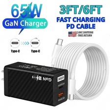 65W GaN Type C Power Adapter USB C Fast Charger Cord For iPhone 15 16 17 Samsung picture