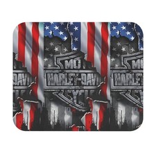 American Flag Harley-Davidson Logo Mouse Pad | Patriotic Motorcycle Desk Mat picture