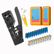 RJ45 RJ12 RJ11 Pass Through Crimping Tool Cat7 Cat6 Cat5E Ethernet Stripper picture