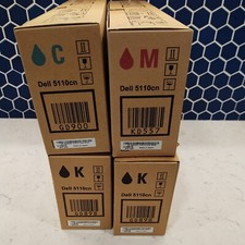 Dell 5110cn 2 x Black 1 x Magenta 1 x Cyan Ink Toner Cartridges Lot of 4 NEW OEM picture