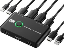 4K KVM Switch HDMI 2 Port Box, USB HDMI KVM Switches for 2 Computers Share Keybo picture