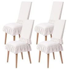 4 Set 17.5'' Ruffle Chair Cushions Cover and Back Cover Set | French Style, picture