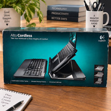 Logitech Alto Cordless Notebook Stand w Cordless Keyboard and USB Hub - Black picture