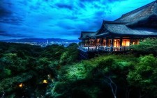 Landscape r trees nature lights japan temple asia kyoto Custom Gaming Mat Desk picture