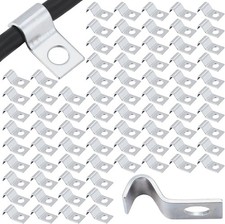 100 Pcs Cable Wire Screw Clips 1/4 Inch, Zinc Plated Steel Clamp Outdoor Cord Cl picture