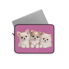 Cute Fluffy Puppies Pink Laptop Sleeve, Kawaii Y2K Collage Aesthetic, Dog Lovers picture