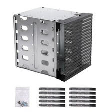 5.25in to 5x3.5in Hard Drive Cage, Modular Optical Bay HDD Rack, Silver picture