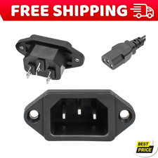 3 Pack Screw Mount 3 Pins Inlet Power Plug Socket IEC320 C14 AC 250V 10A picture