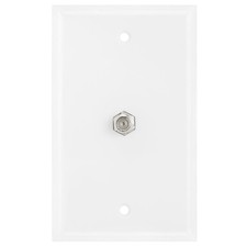 Single F-Type Jack Wall Plate F Female Satellite Coaxial Coupler Faceplate White picture